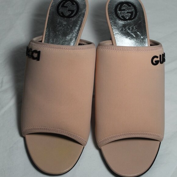 NWOB Gucci Interlocking GG Heel Scuba Greta Mule Mules Heels Sandals 38 - Picture 4 of 8